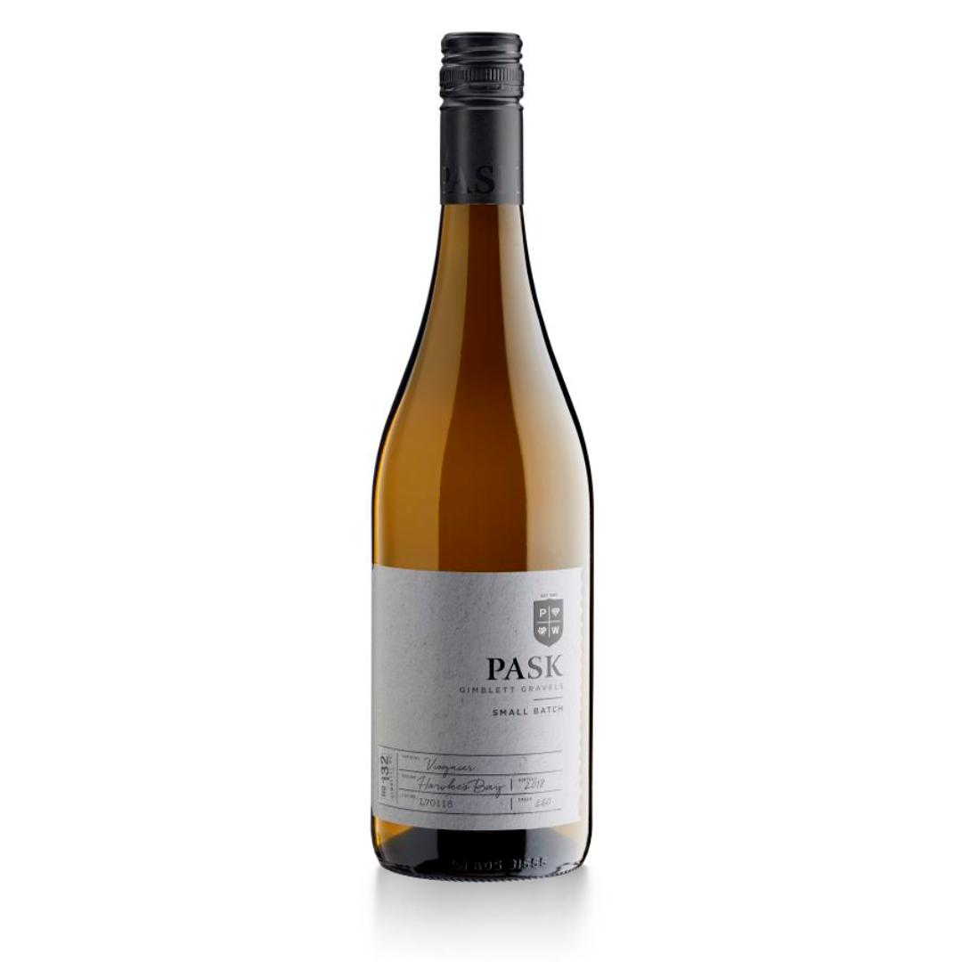 Pask Gimblett Gravels Small Batch white wine bottle against a white background