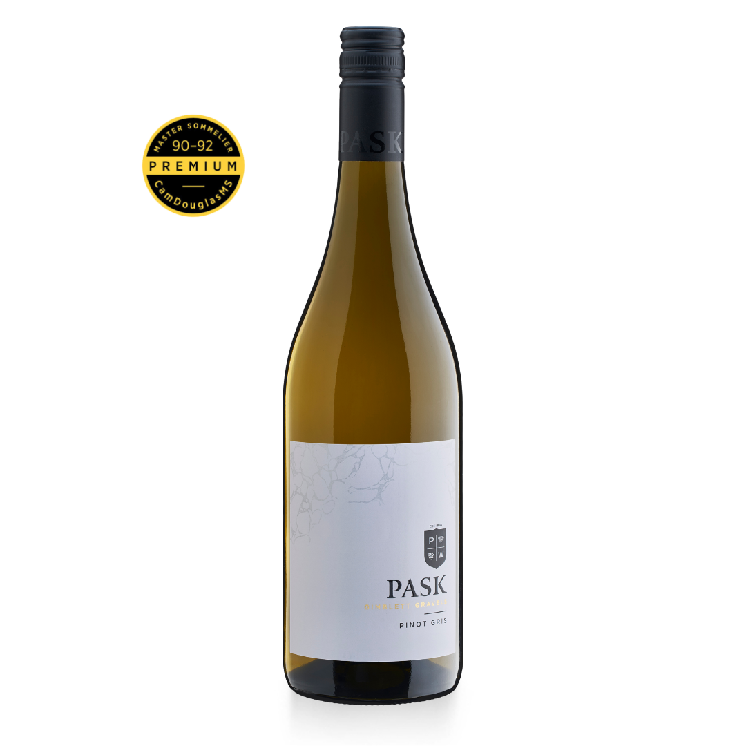 Pask Pinot Gris bottle with a Master Sommelier 90–92 Premium rating badge